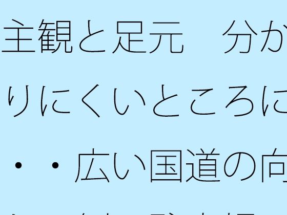 主観と足元  分かりにくいところに・・広い国道の向かい側の駐車場