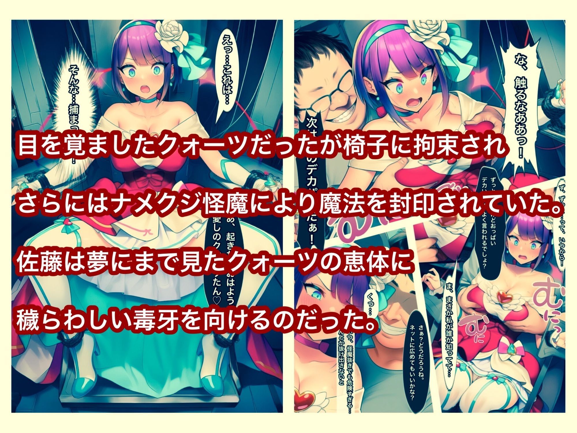 魔法少女ピュアクォーツvsナメクジ怪魔とキモ男  ふたなり化人格排泄で大ピンチ サンプル3