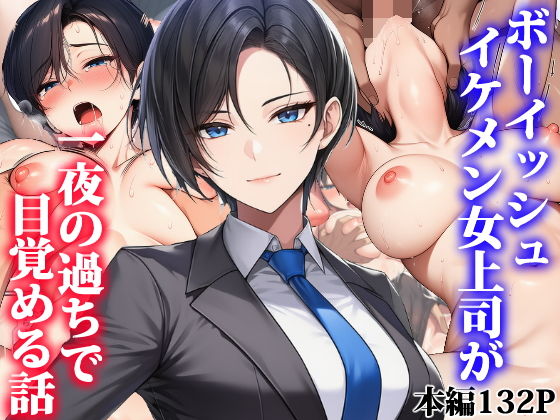 凛々しい顔は快楽で蕩けた女上司【ボーイッシュイケメン女上司が一夜の過ちで目覚める話】　by　タイニュウ屋