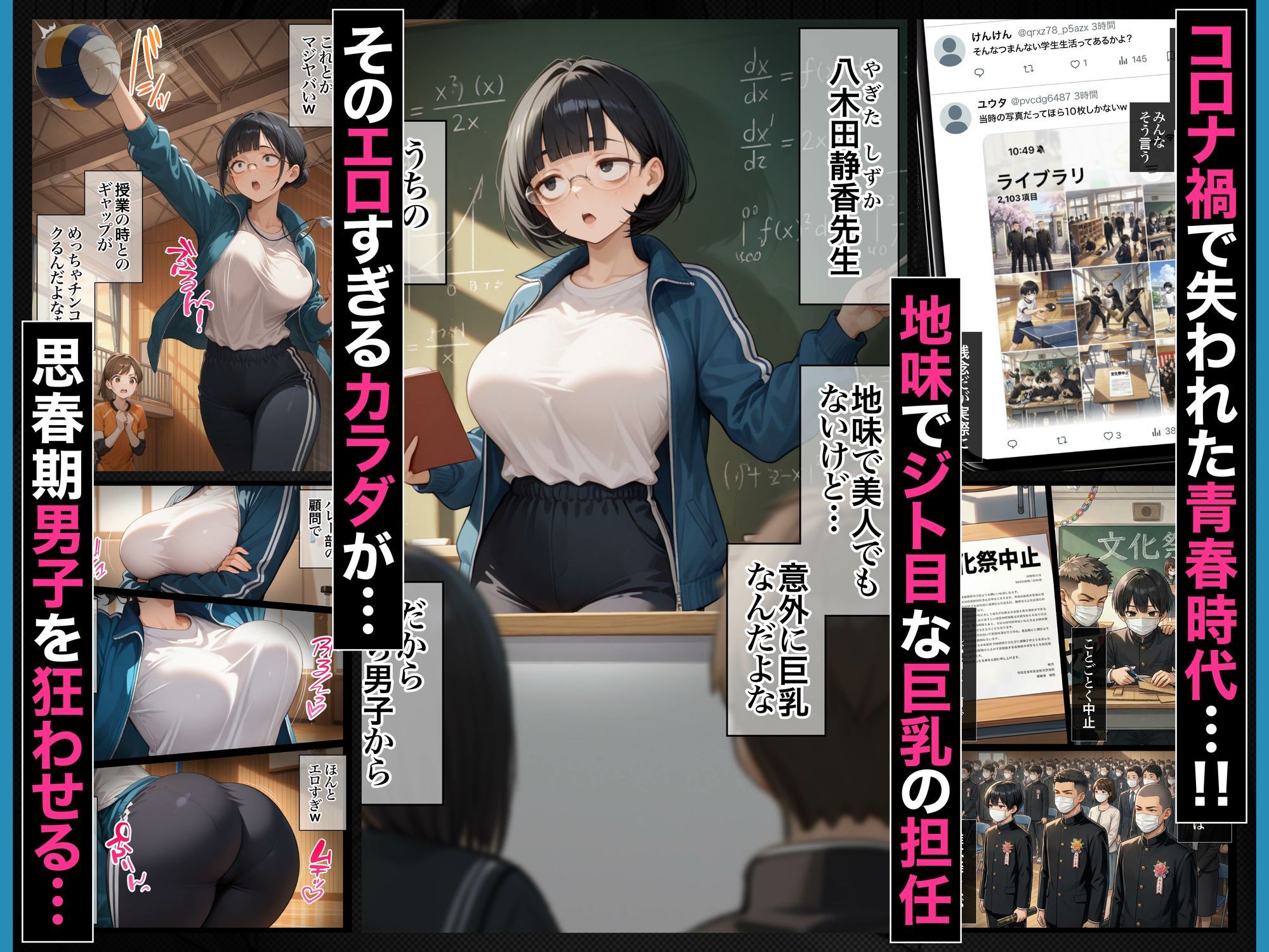 ジト目で地味な巨乳の担任を孕ませたい 担当科目:数学 バレー部顧問 独身 愛称:シズちゃん・ヤギT（30歳） 画像4