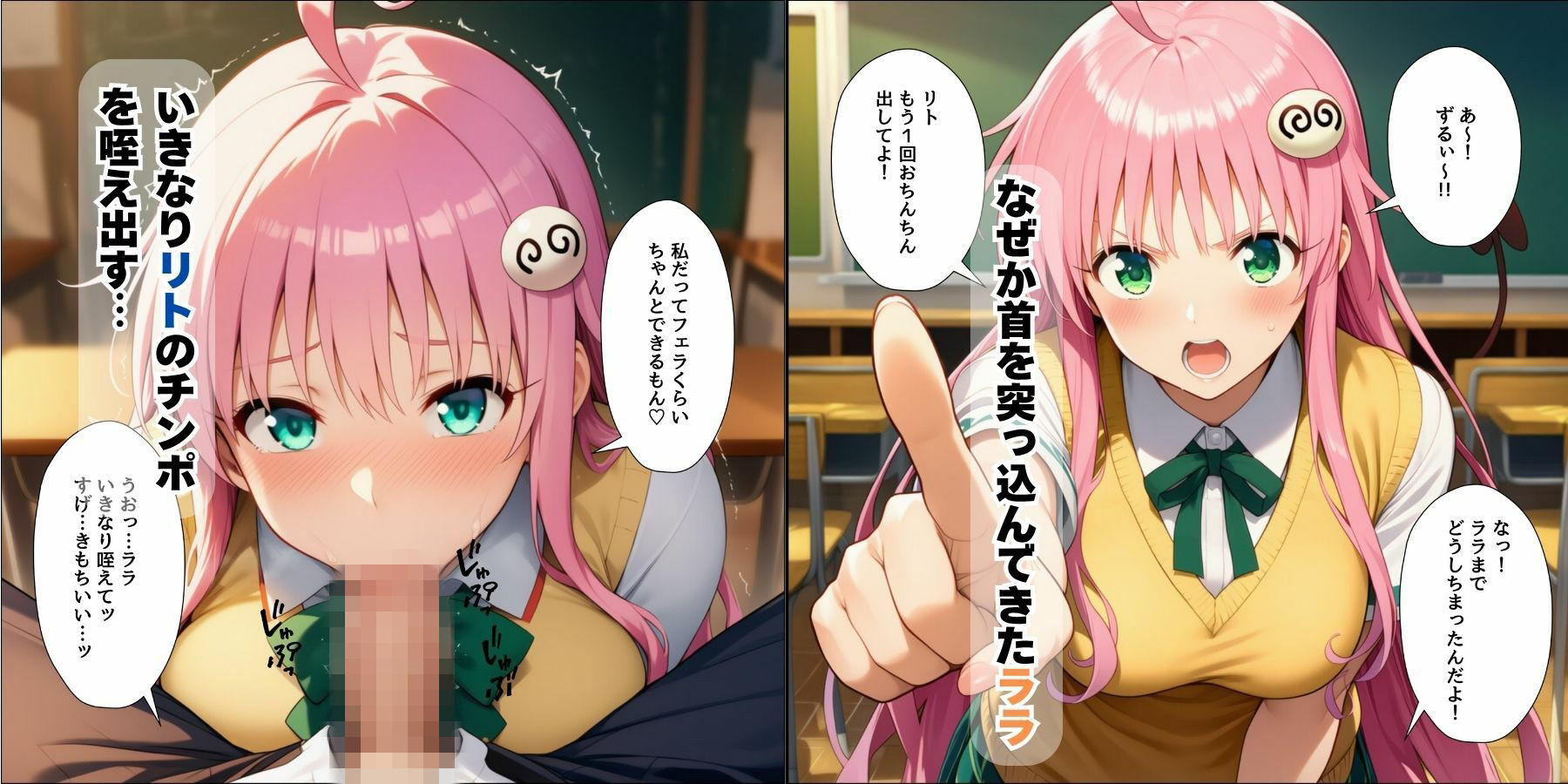 常識改変でとらぶる女子がビッチ化古手川とララと美柑がリトを搾精中出し4