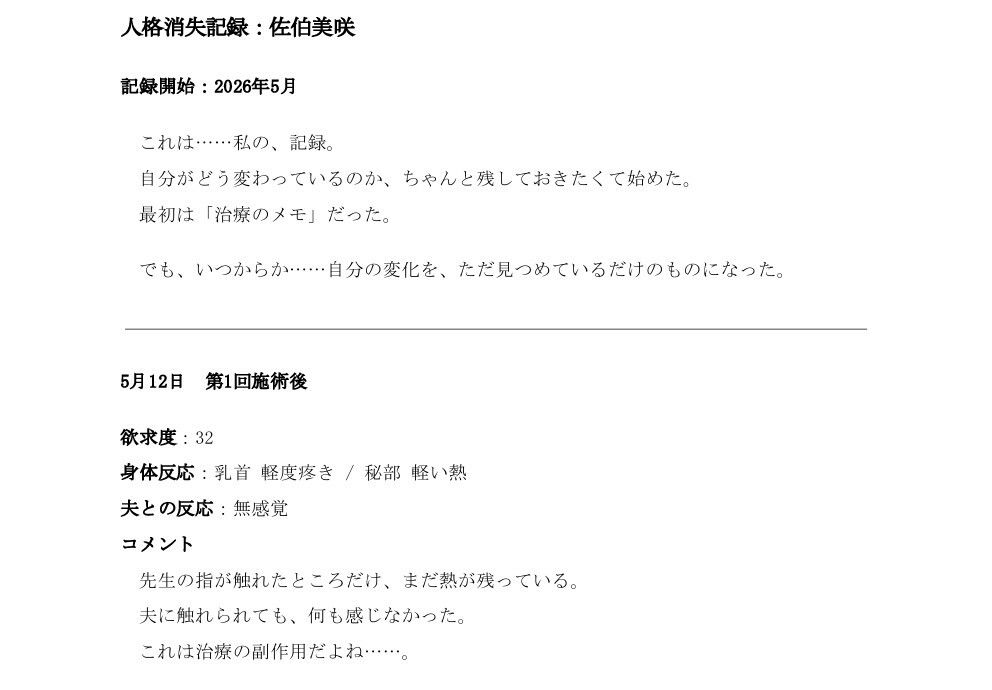 人格消失記録｜最終観察ログ SA-01 画像1