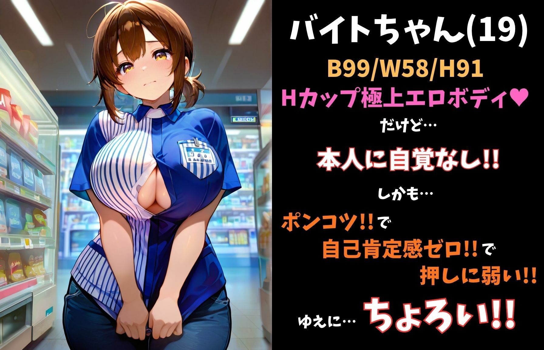 押しに弱くて無自覚ビッチなHカップ巨乳ポンコツバイトちゃんが全バイト先でヤラれまくる話 画像1