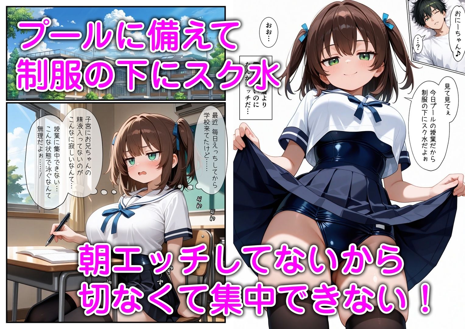 【無料エロ漫画】d_767543 妹と恋人ごっこ 交尾ごっこ2 〜セーラー服＆スク水H編〜(エロ漫画専門店・南国ピンク)