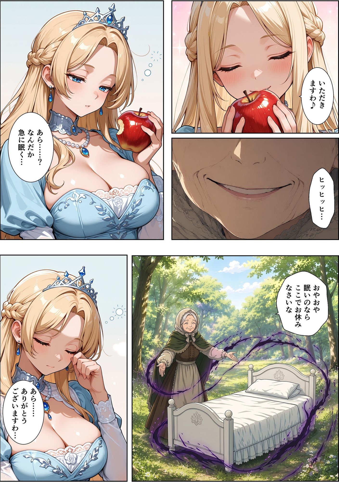 魔女の呪いで眠ってしまったお姫さまにハゲデブおじさんが種付け中出し！ サンプル4