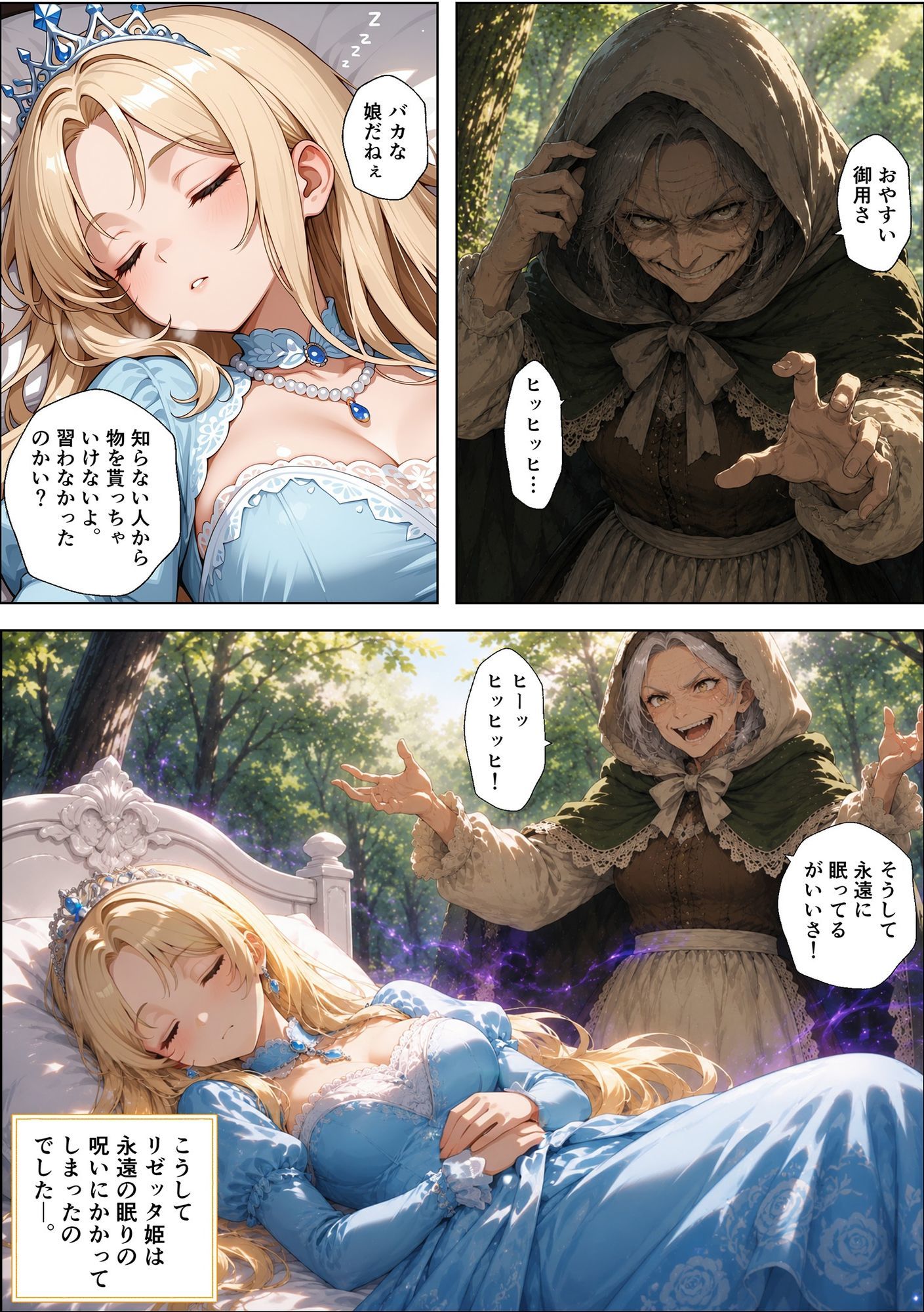 魔女の呪いで眠ってしまったお姫さまにハゲデブおじさんが種付け中出し！ サンプル5