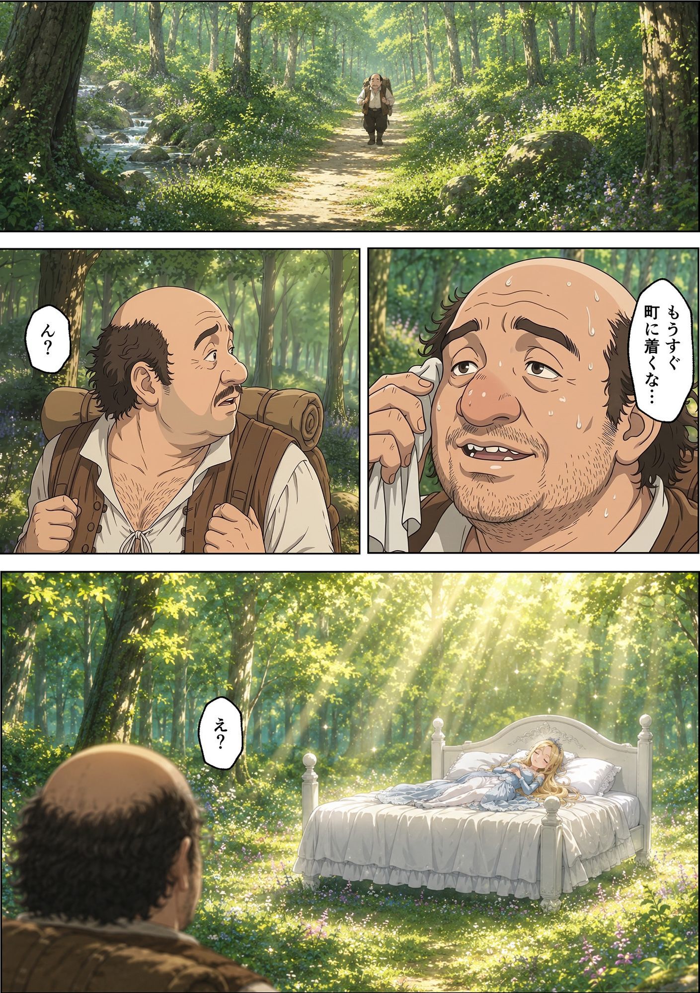 魔女の呪いで眠ってしまったお姫さまにハゲデブおじさんが種付け中出し！ サンプル6