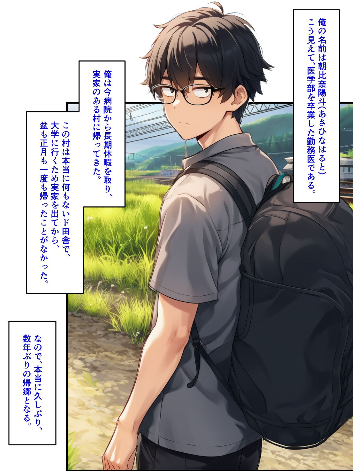 【ぬぽぬぽらぼ】同人マンガ・AI『久しぶりに帰った田舎で、幼なじみと思い出巡りする話』2