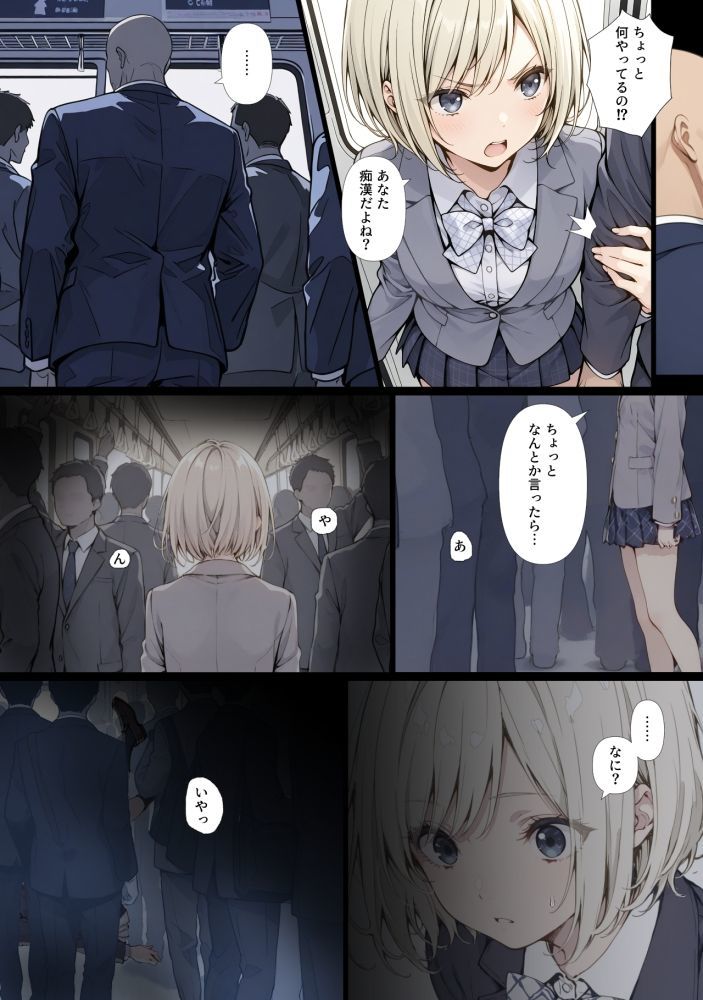 黒髪少女と金髪少女が電車で集団痴●に遭う漫画【ifストーリー】 画像2