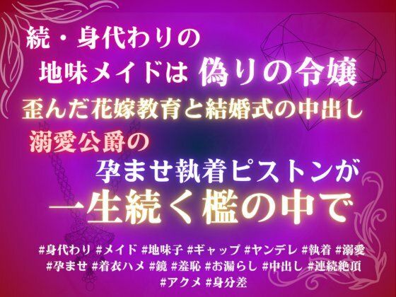 続、身代わりの地味メイドは偽りの令嬢。歪んだ花嫁教育と結婚式の中出し、溺愛公爵の孕ませ執着ピストンが一生続く檻の中で。