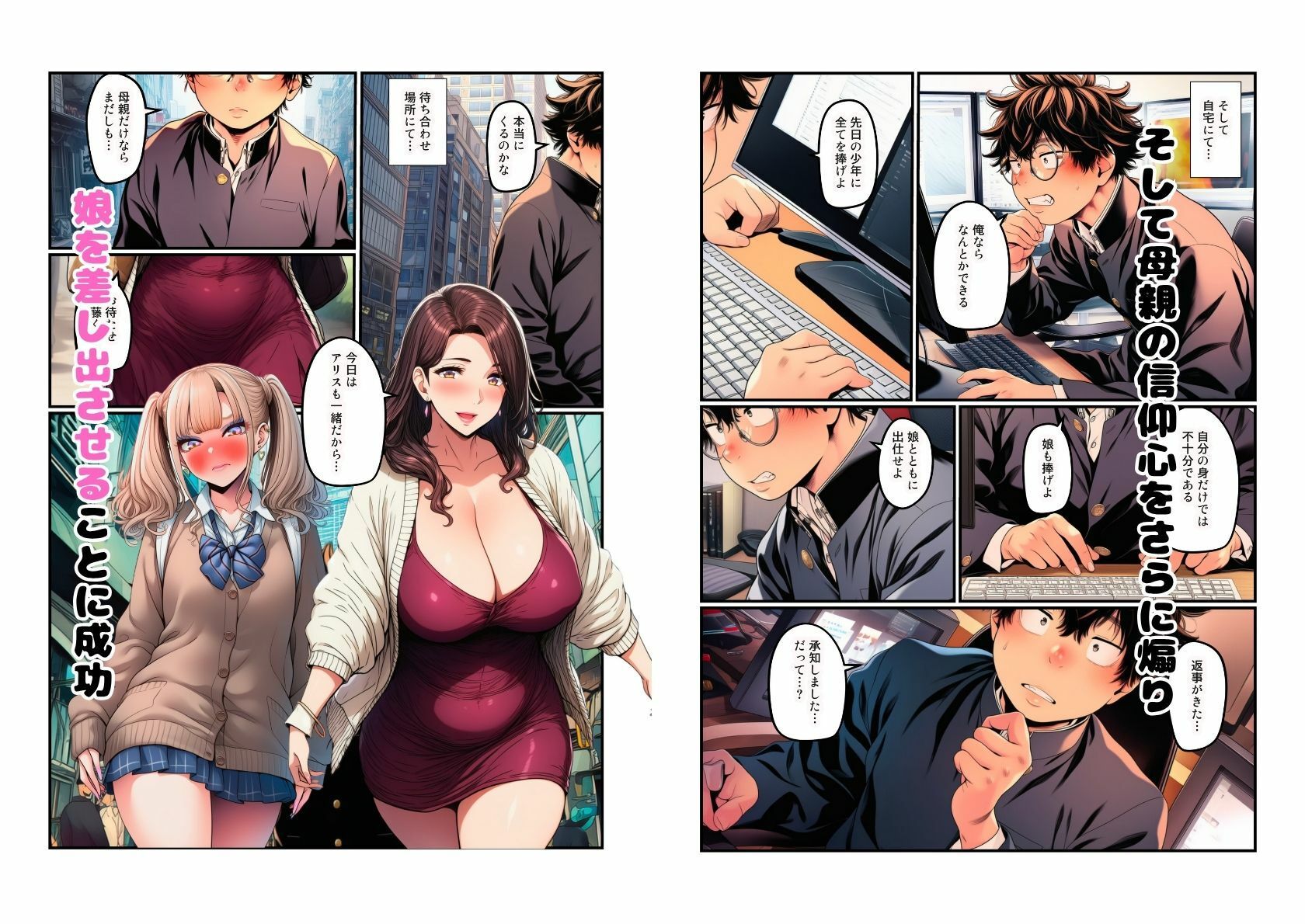【熟女とJK  母娘丼】陰キャ男子から洗脳調教 画像7
