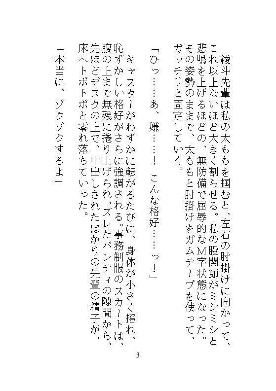 ハイスペ先輩のゲキオモ溺愛で蜜穴調教・後編。オフィスチェアM字拘束と、給湯室のナマ種付けプレスのあと、一生逃げられない檻の中で永久飼育 サンプル10
