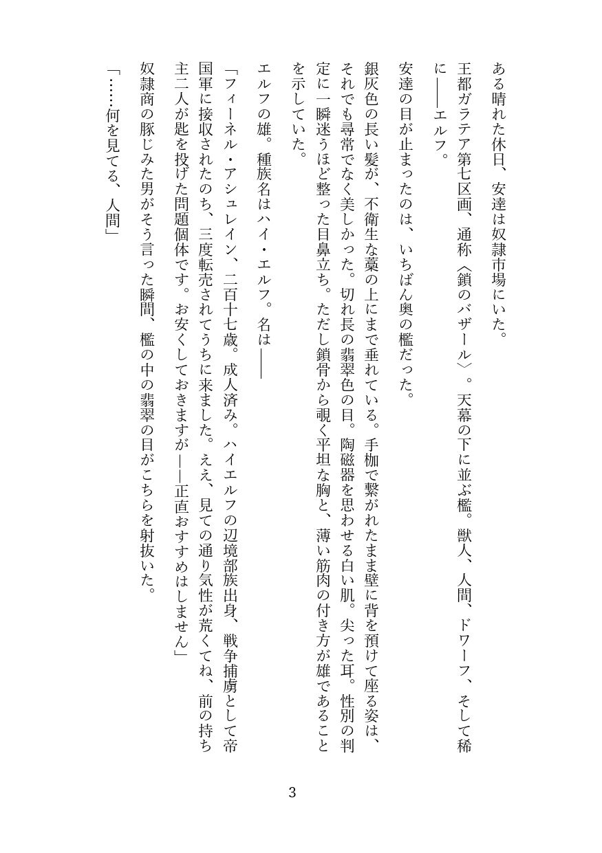 高慢なハイエルフを奴●調教してメス堕ちさせる話 サンプル2