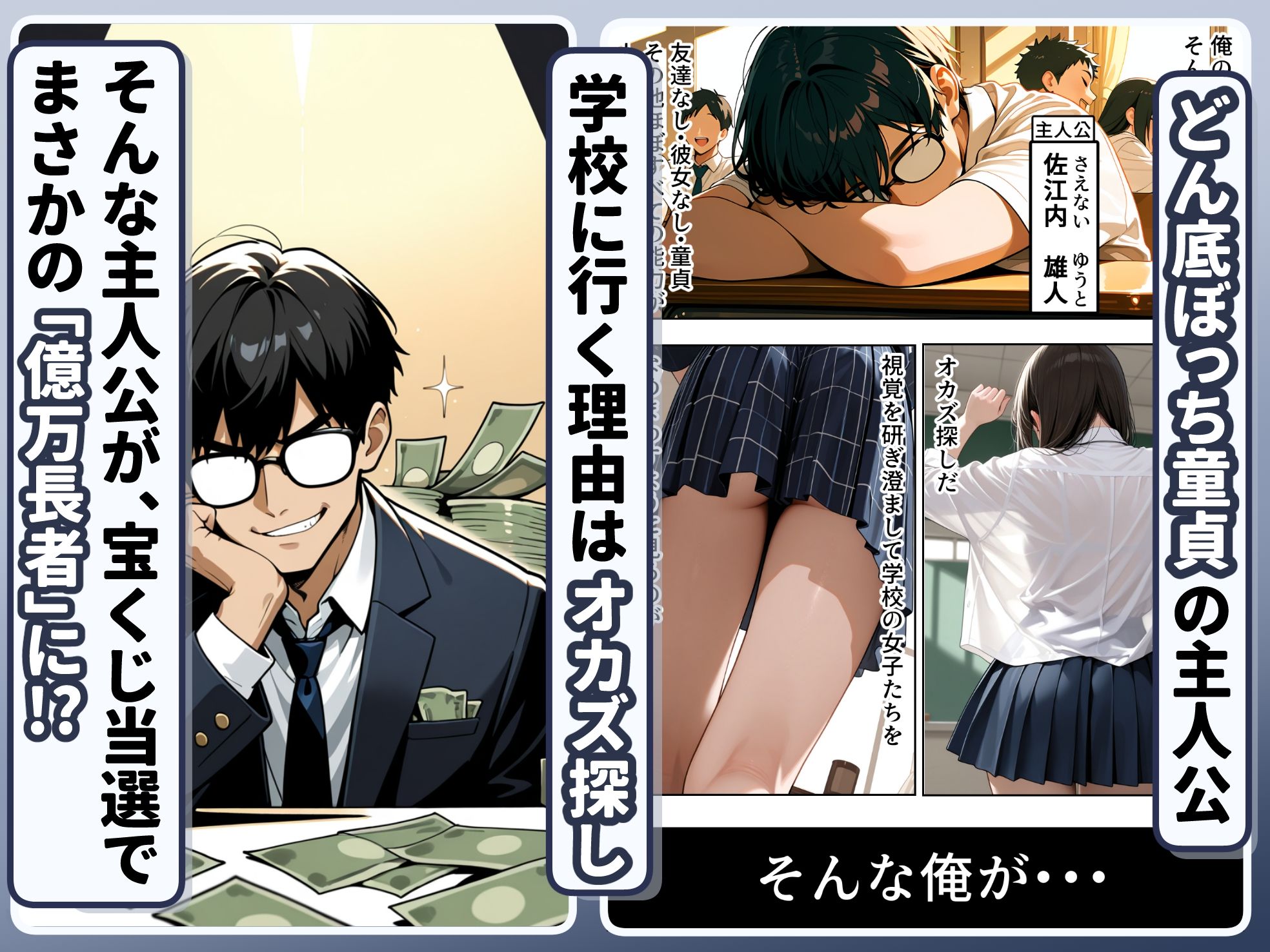 底辺逆転-どん底ぼっち童貞の俺が億万長者に！？同級生の美女を「冴えない男の救済企画」と称した高額バイトで釣ってみた結果・・・ 画像1