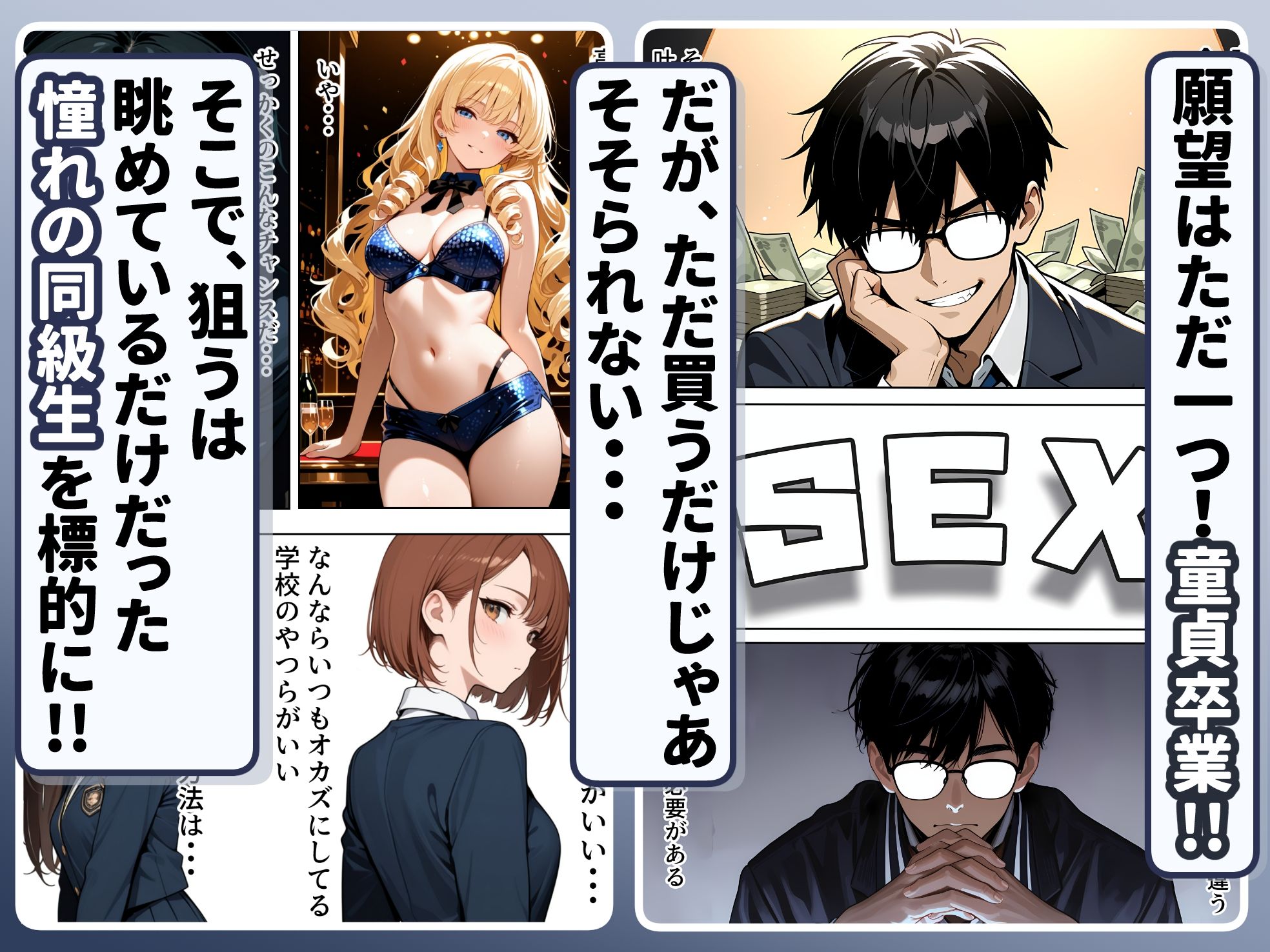 底辺逆転-どん底ぼっち童貞の俺が億万長者に！？同級生の美女を「冴えない男の救済企画」と称した高額バイトで釣ってみた結果・・・ 画像2