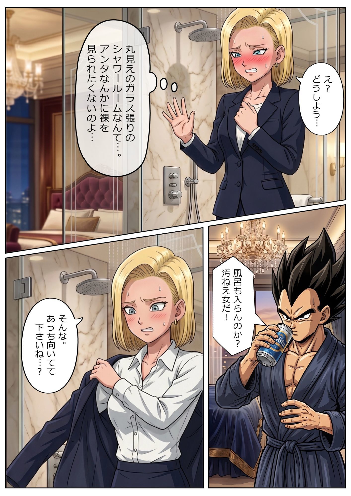 52枚【18号 ×ベジータ】大嫌いな上司に シャワー中に犯●れ、立ちバック、 おっぱいワイパー、掃除フェラの無限ループ 1 画像9