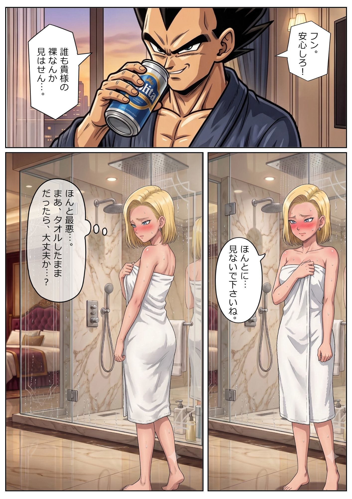 52枚【18号 ×ベジータ】大嫌いな上司に シャワー中に犯●れ、立ちバック、 おっぱいワイパー、掃除フェラの無限ループ 1 画像10