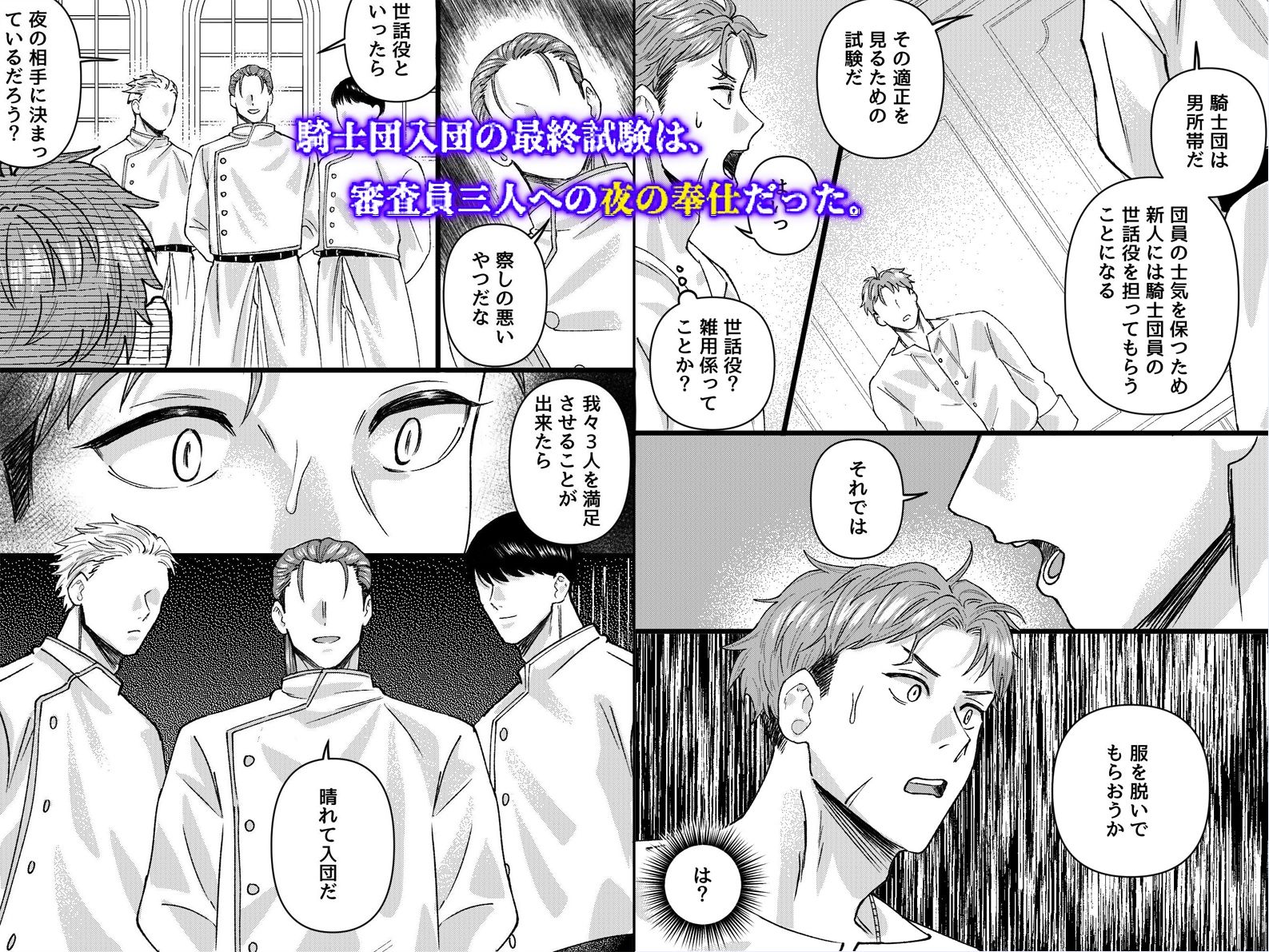 騎士団員を目指したリオンが、最終試験で三人の審査員に前立腺を抉られメス堕ち調教の末、団長と副団長の二輪挿しで完全なる性処理奴●に堕とされるまで 画像5
