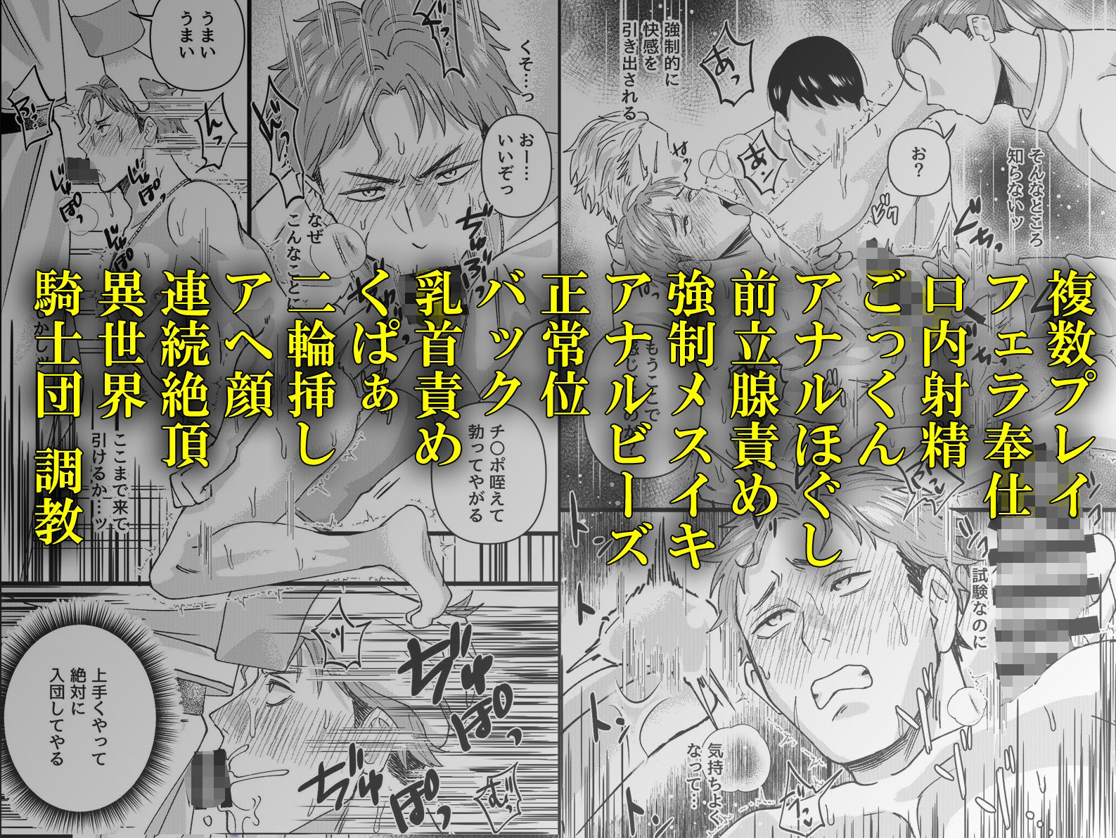 騎士団員を目指したリオンが、最終試験で三人の審査員に前立腺を抉られメス堕ち調教の末、団長と副団長の二輪挿しで完全なる性処理奴●に堕とされるまで 画像7