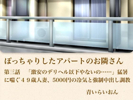 【官能小説】ぽっちゃりしたアパートのお隣さん 第三話 「激安のデリヘル以下やないの……」猛暑に喘ぐ49歳人妻、5000円の冷気と強●中出し調教 画像1