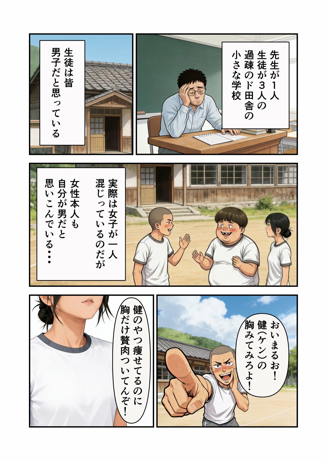 ド田舎で自分を男だと信じている女の子に鳩胸治療と騙してイタズラしました サンプル画像 2