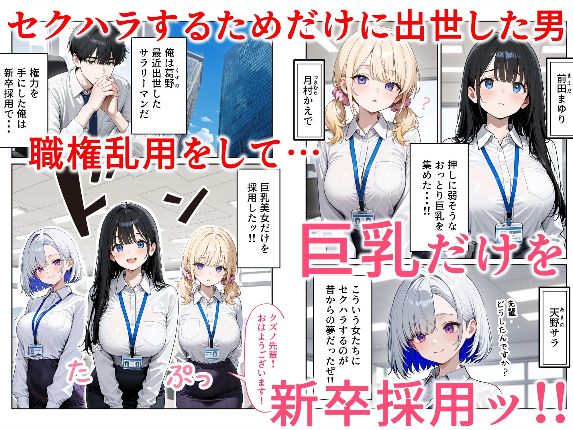 【エロ漫画】昼休みに抜いてくれる新卒OLちゃん!巨乳だけ採用してセクハラ祭り!1