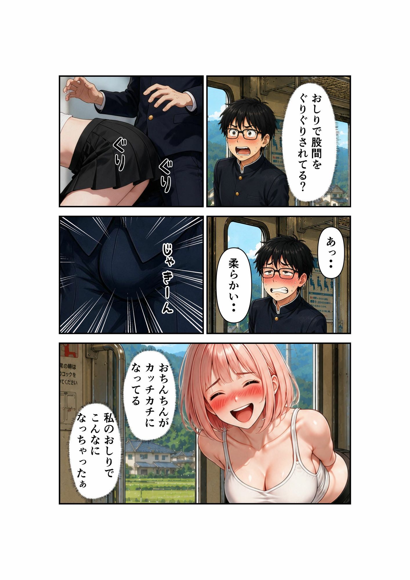 むっつりギャルの電車お尻誘惑〜学ランをボッキさせて喜んでたら痴●オタクに横取りされてもっと絶頂しちゃう無防備スケベ娘〜 サンプル画像 7