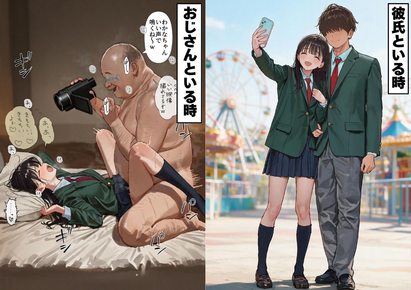 【無料エロ漫画】d_812859 【素人ハメ撮りファイル1巻】僕の知らない所でおじさんと交尾する彼女、わかな(80/56/84)(竿役が種付けおじさんじゃないとヌケないんだが・・・)