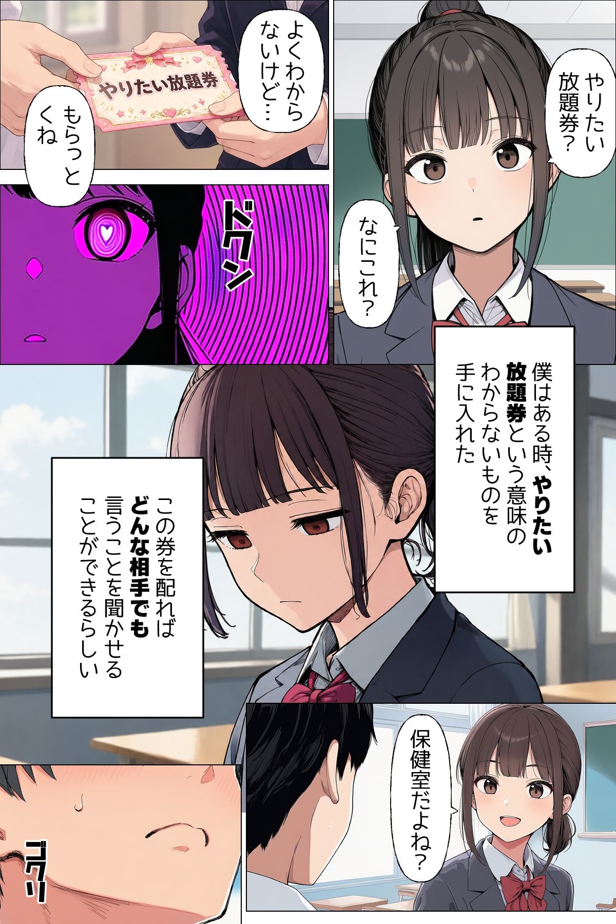 【無料エロ漫画】d_817436 【漫画】僕が手に入れたやりたい放題券はなんでもできる優れもの 第一話 大好きな同級生とママ(日替わりさん)