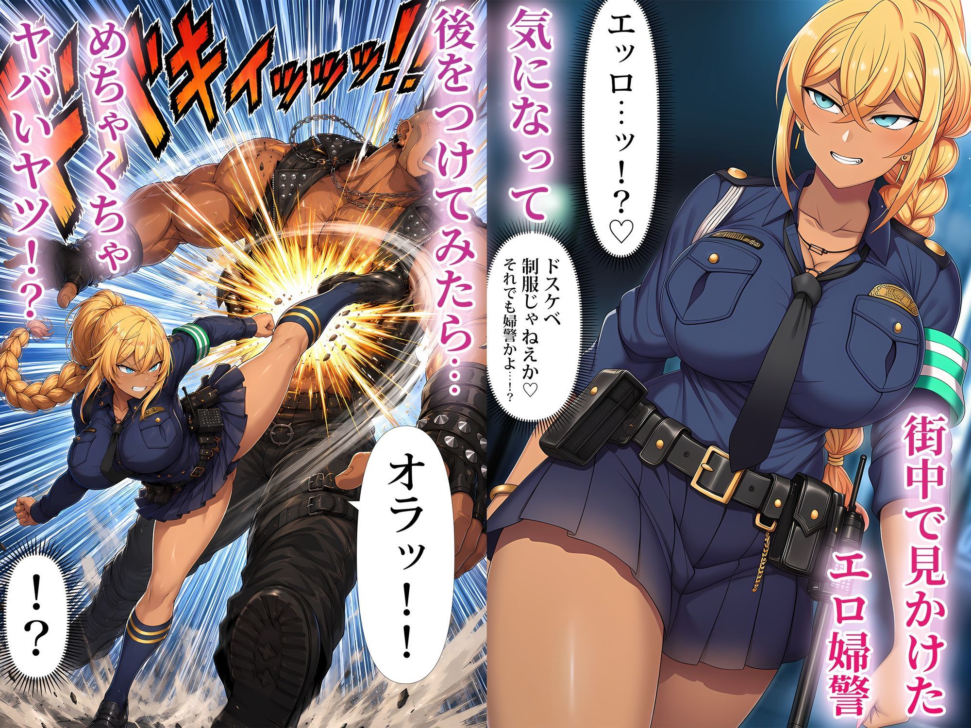 【無料エロ漫画】d_818311 非モテの俺が武闘派ギャル婦警をエロい目で見てたらなぜか性奴●志願してきた(夜あくび小隊)
