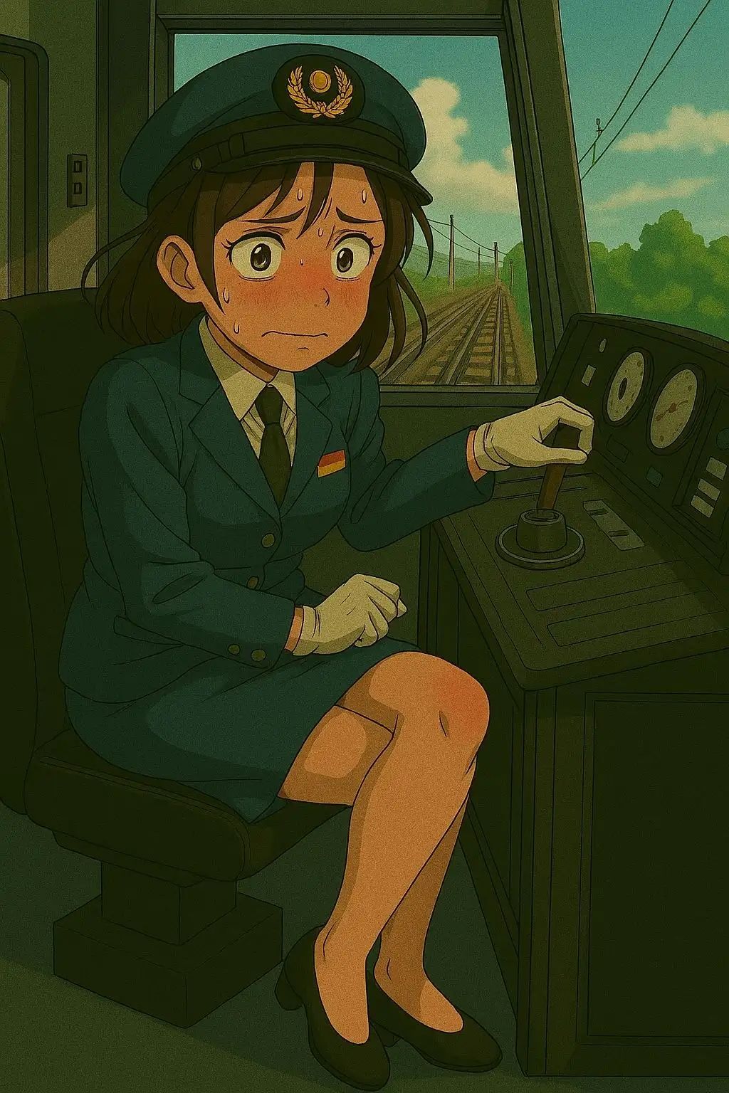 美人運転士 おしっこ発射5秒前 画像1