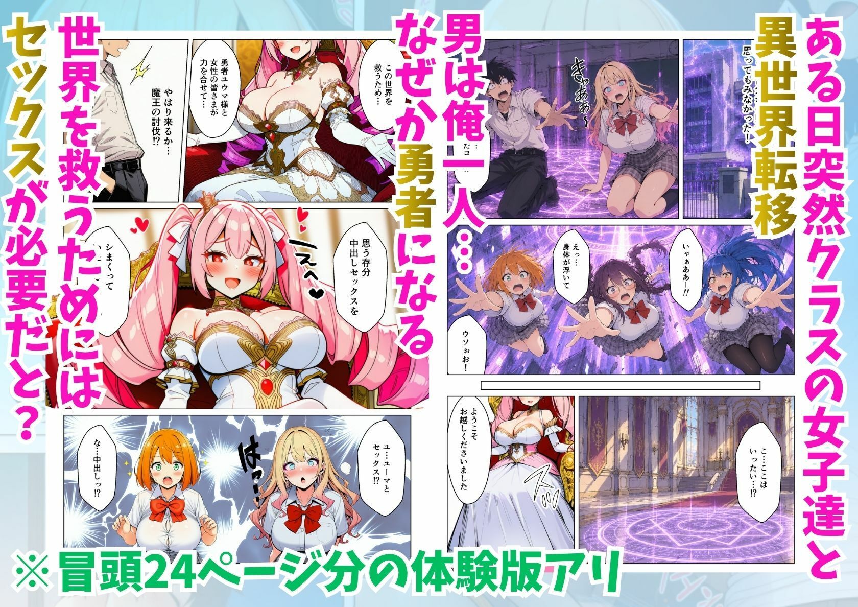 【エロ漫画】異世界転移したけどクラスのギャル達とセックスしないと世界が滅ぶってマジ!?1