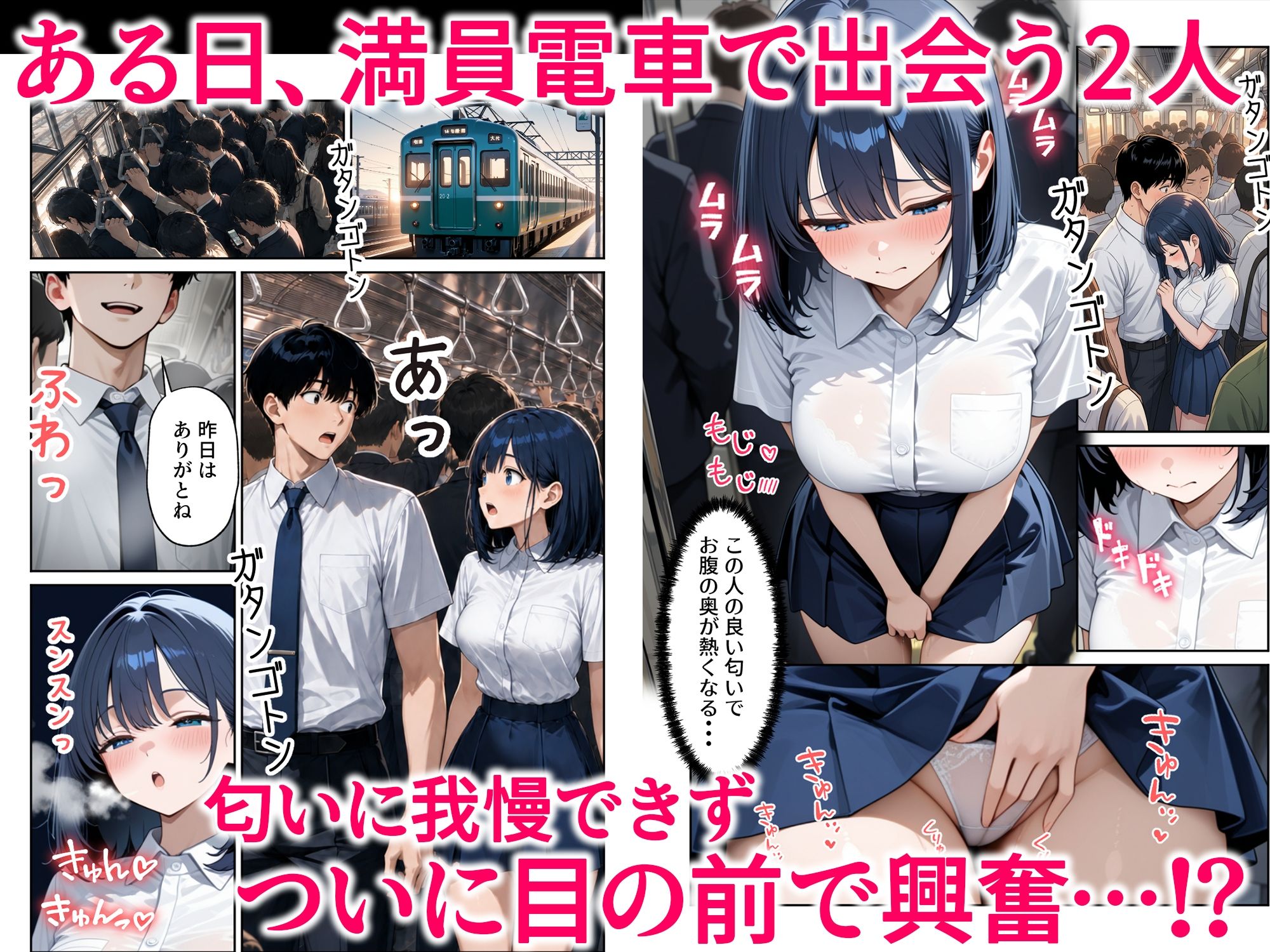 【エロ漫画】電車でオナニーする匂いフェチJ◯にたっぷり中出し4