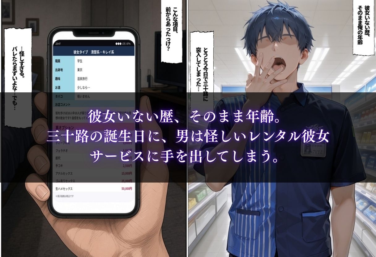 【エロ漫画】三十路童貞がレンタル彼女で清楚系美女を無料セフレに調教した話1