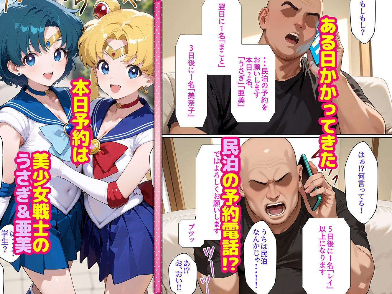 二次元ヒロインたちが俺の部屋を民泊利用するのでお代を身体で支払ってもらう セ〇ラー編 サンプル画像 1