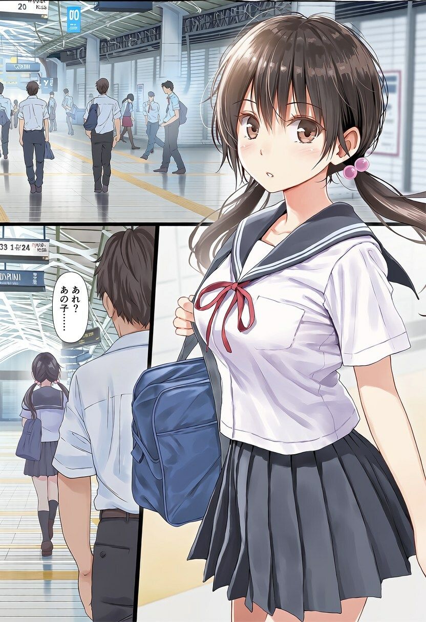 爆乳おさげちゃんの学園性活〜地獄の通学電車編〜 画像1