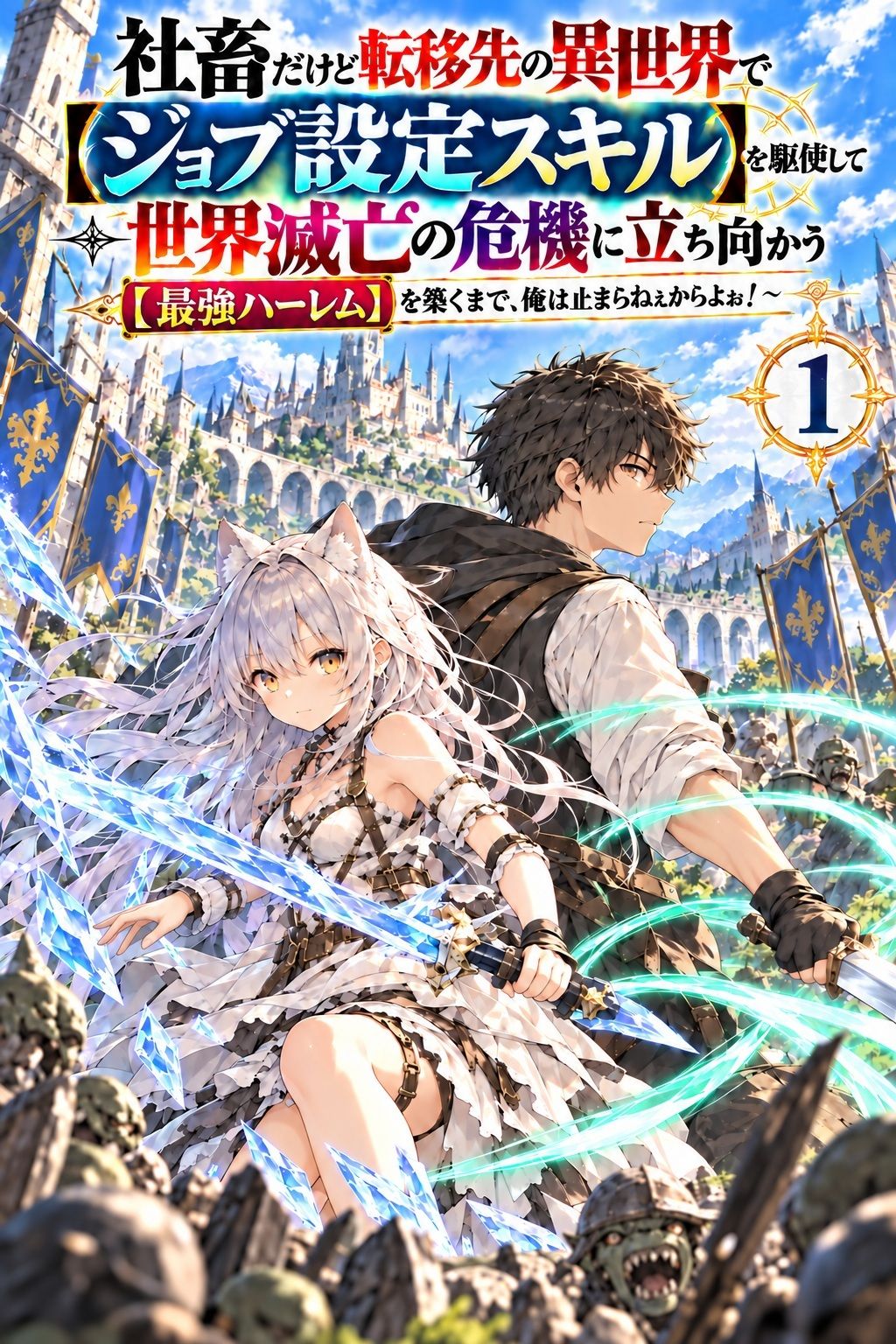 【第1話】社畜だけど転移先の異世界で【ジョブ設定スキル】を駆使して世界滅亡の危機に立ち向かう  〜【最強ハーレム】を築くまで、俺は止まらねぇからよぉ！〜