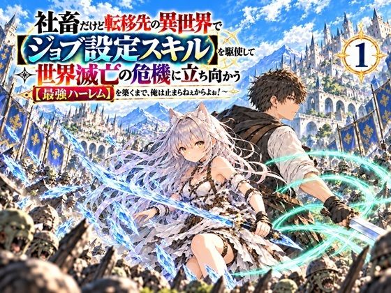 【第1話】社畜だけど転移先の異世界で【ジョブ設定スキル】を駆使して世界滅亡の危機に立ち向かう  〜【最強ハーレム】を築くまで、俺は止まらねぇからよぉ！〜の表紙