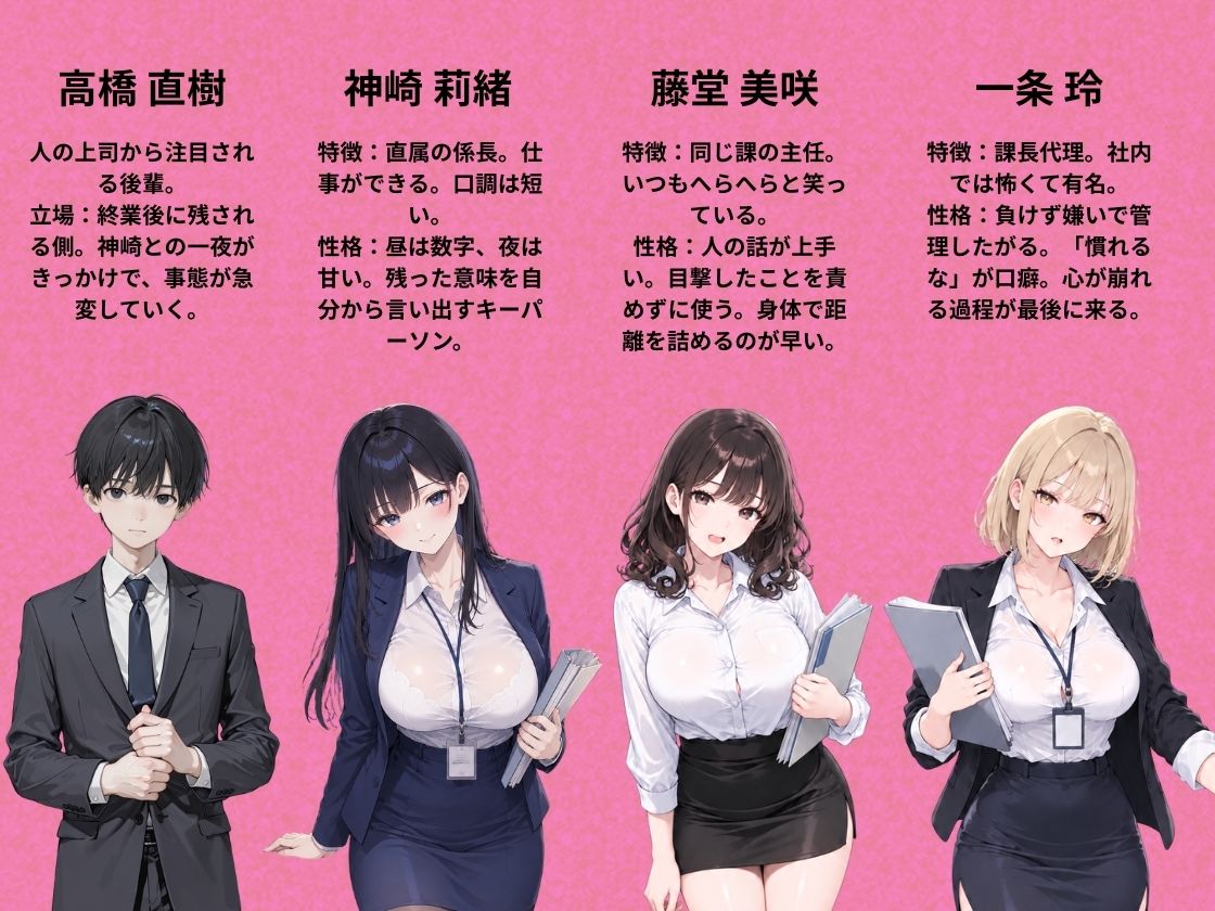 残業終わりの仮眠室で、欲求不満なOL上司たちと中出し濃厚セックスする話