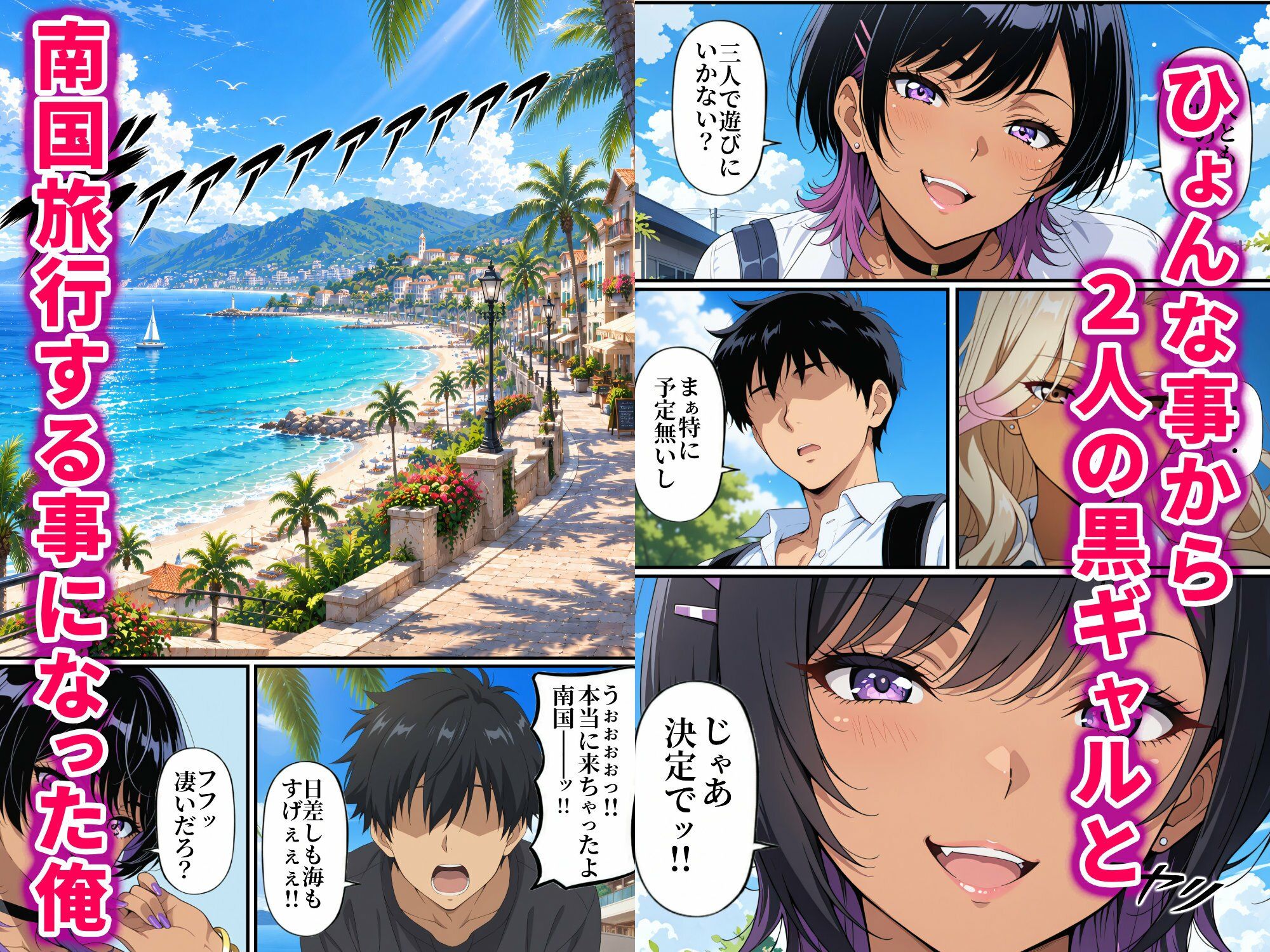 黒ギャル幼馴染VSボーイッシュ黒ギャル〜南国ビーチで俺の取り合いが始まった話〜 画像1