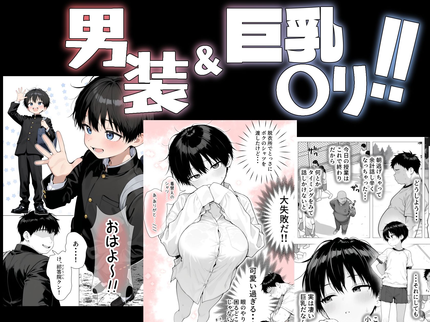 隣の席の男装〇リ巨乳 サンプル1ページ