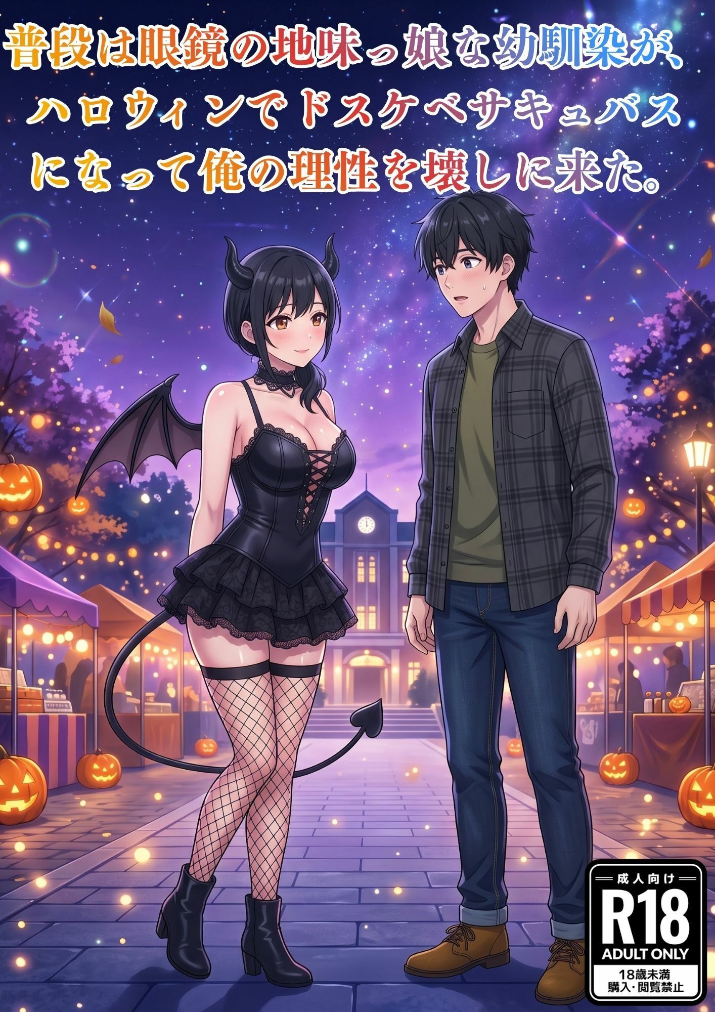 普段は眼鏡の地味っ娘な幼馴染が、ハロウィンでドスケベサキュバスになって俺の理性を壊しに来た。 サンプル1