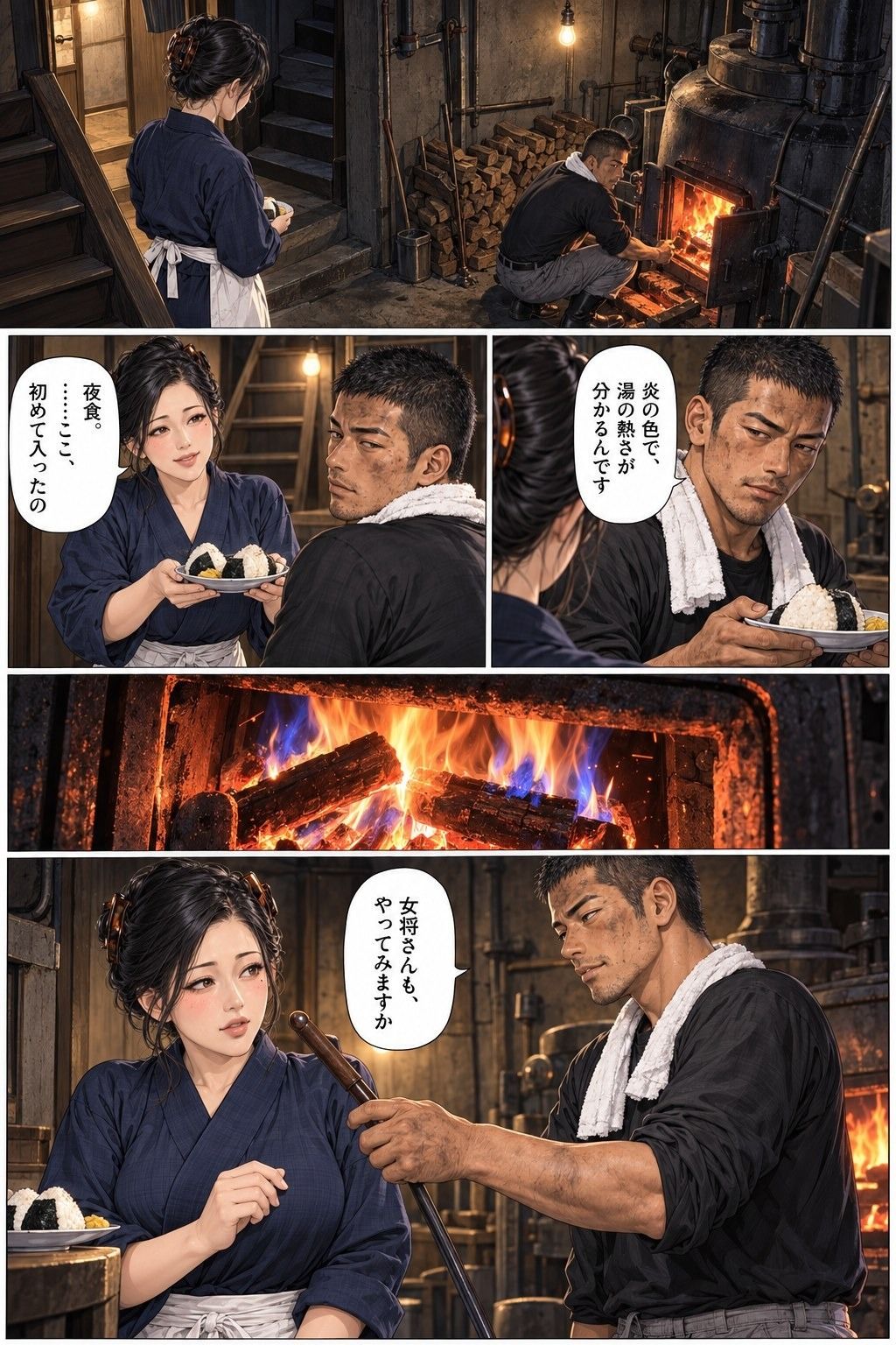 銭湯の住み込み四夜 第1話 閉店後の釜場で、41歳の人妻の女将が住み込みの釜焚きに抱かれる 画像5