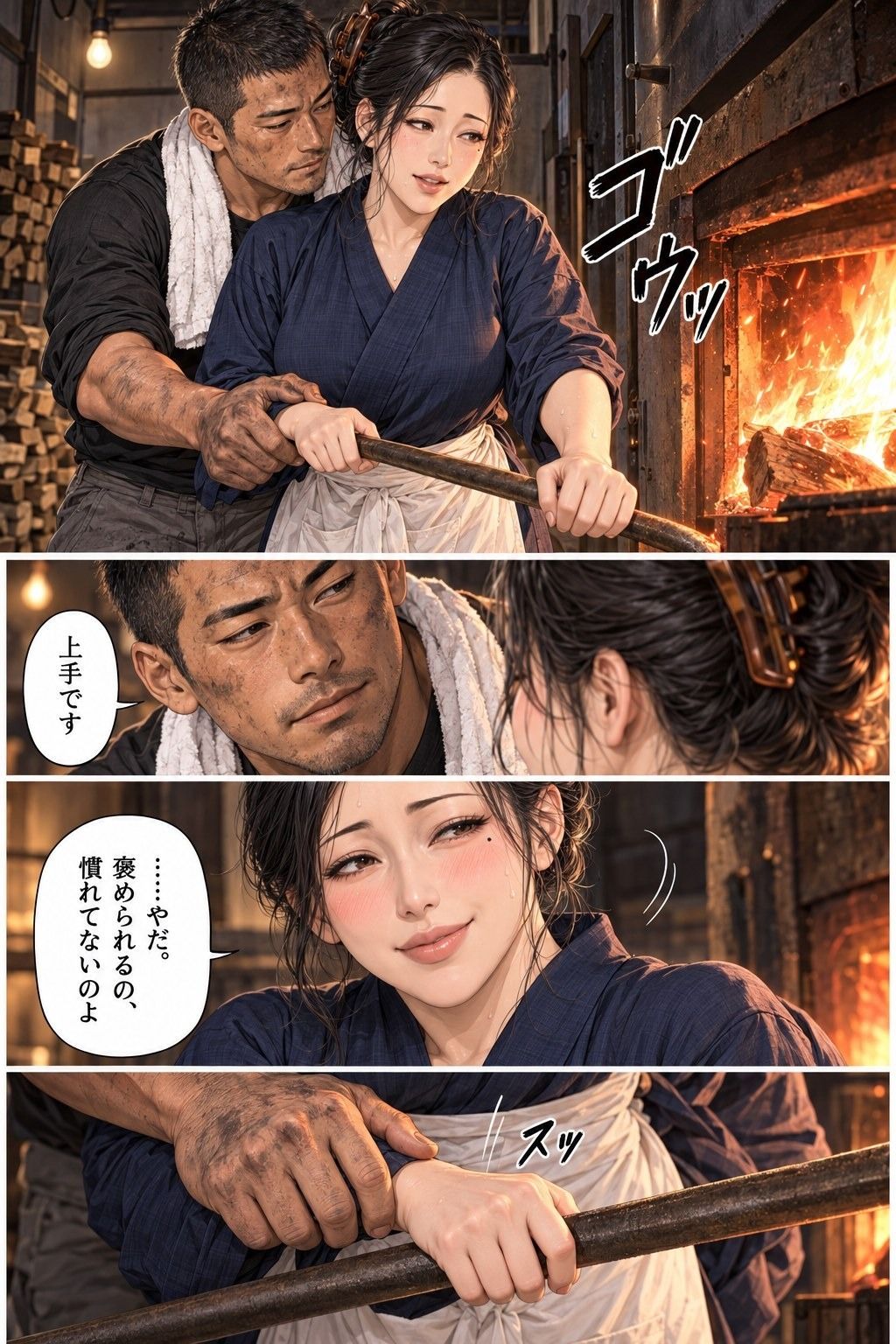 銭湯の住み込み四夜 第1話 閉店後の釜場で、41歳の人妻の女将が住み込みの釜焚きに抱かれる 画像7