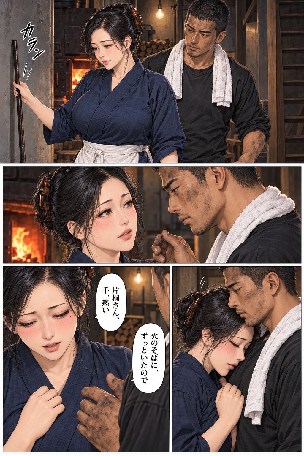 銭湯の住み込み四夜 第1話 閉店後の釜場で、41歳の人妻の女将が住み込みの釜焚きに抱かれる 画像8