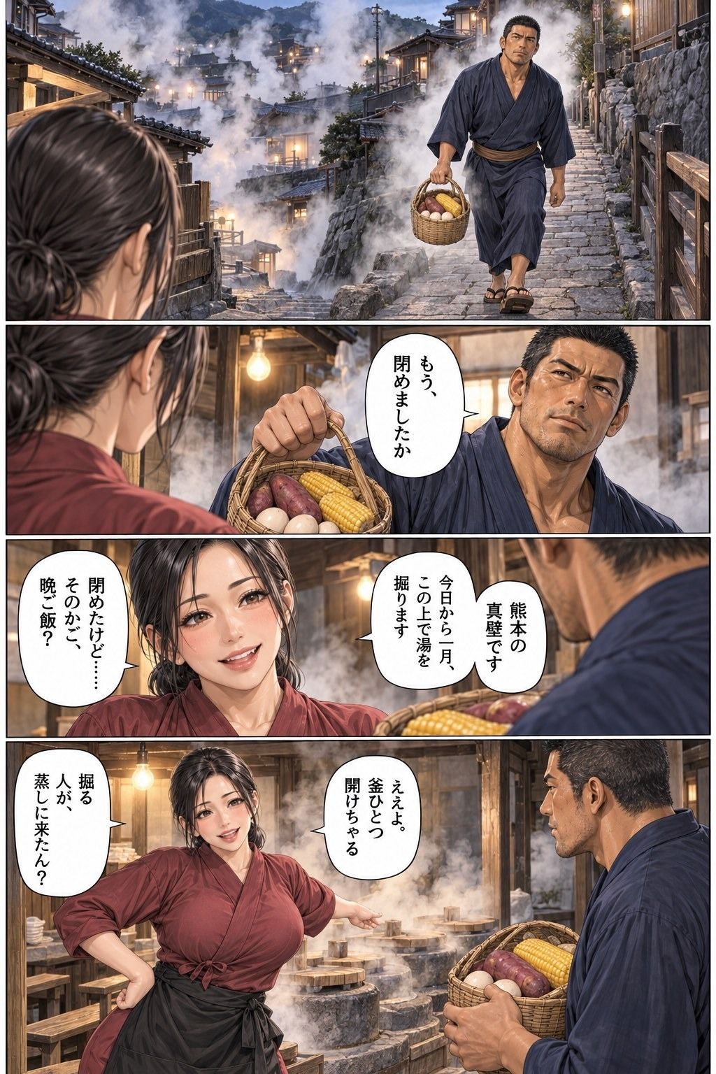 別府鉄輪 湯けむりの蒸し小屋 第1話 39歳の人妻が、湯を掘りに来た職人と湯気の石室にこもる 画像2