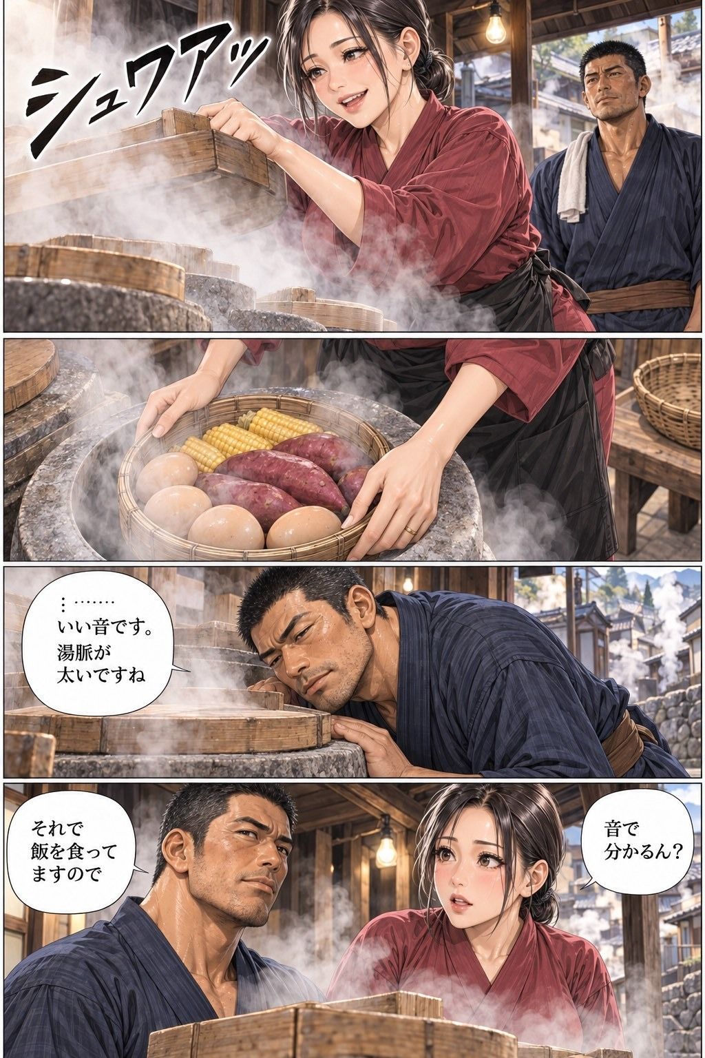 別府鉄輪 湯けむりの蒸し小屋 第1話 39歳の人妻が、湯を掘りに来た職人と湯気の石室にこもる 画像3