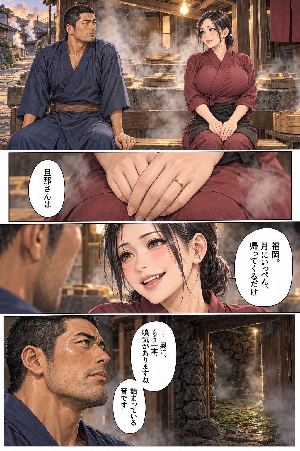 別府鉄輪 湯けむりの蒸し小屋 第1話 39歳の人妻が、湯を掘りに来た職人と湯気の石室にこもる 画像4