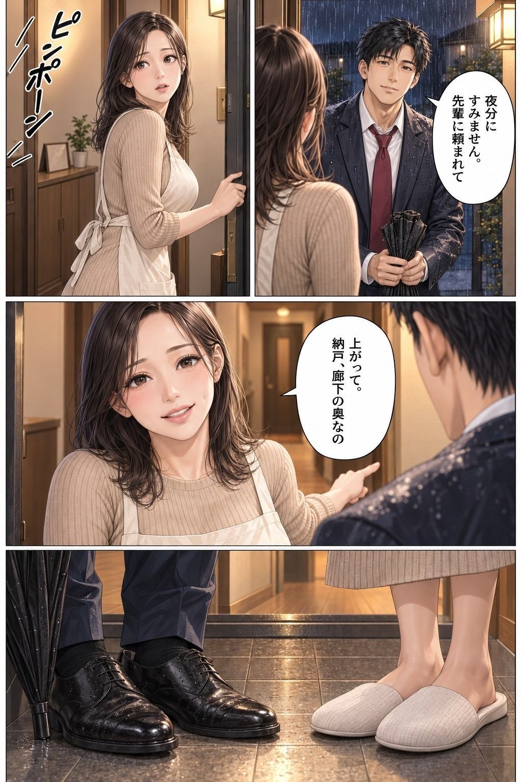 夫の後輩と留守の家 第1話 夫が出張中の台所で、38歳の妻が夫の後輩に抱きすくめられる 画像2