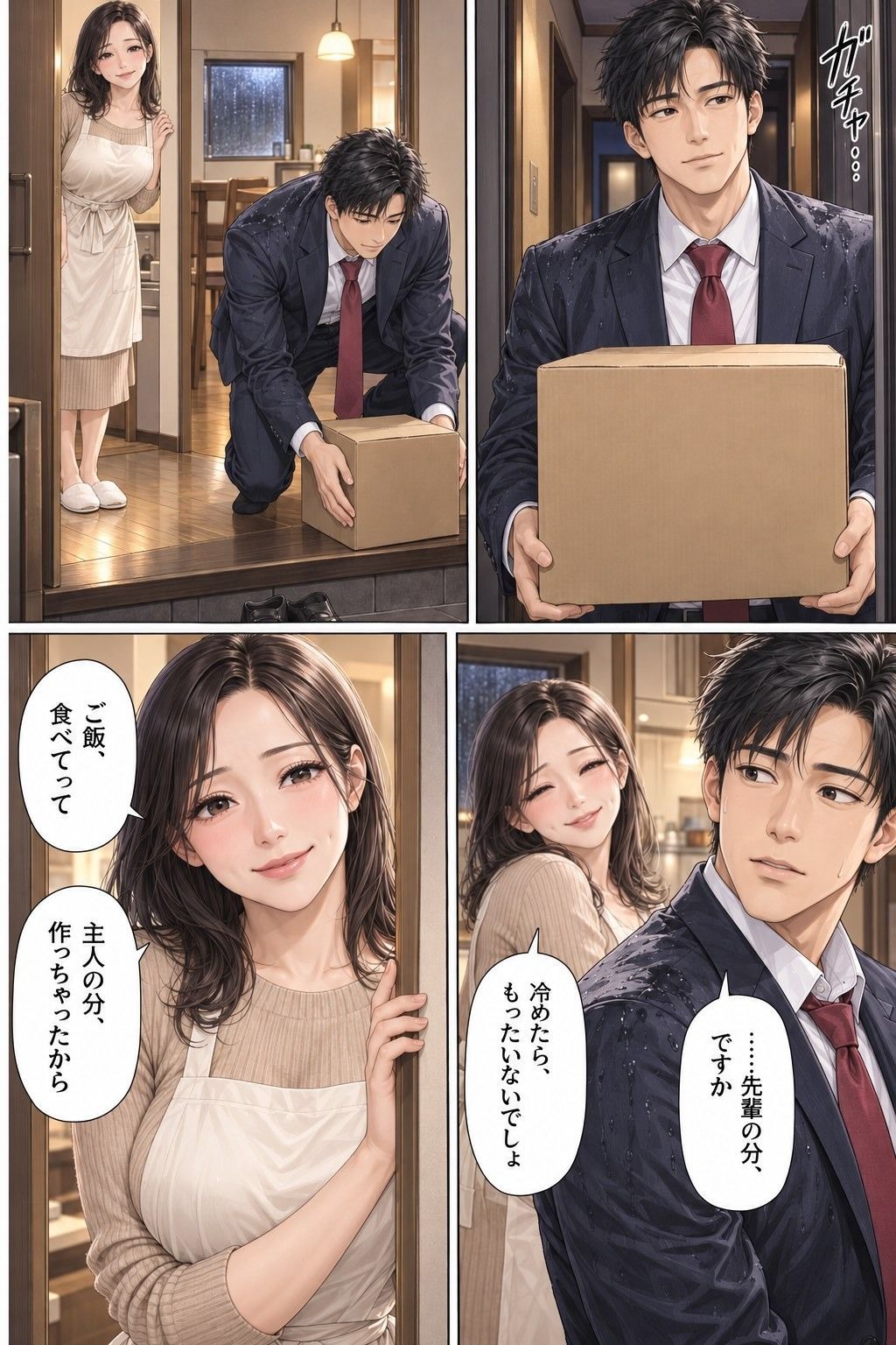 夫の後輩と留守の家 第1話 夫が出張中の台所で、38歳の妻が夫の後輩に抱きすくめられる 画像3
